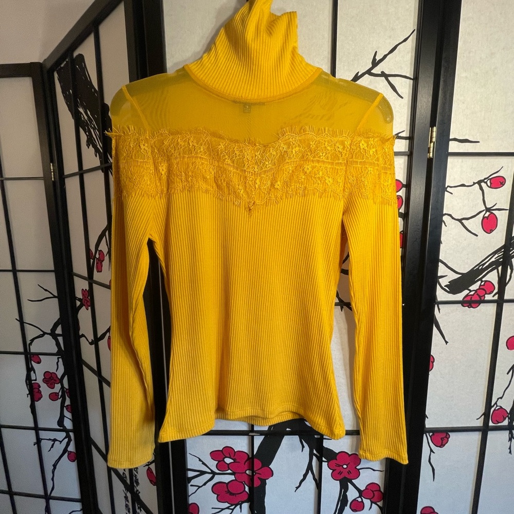 Hollow Laced Turtleneck Top